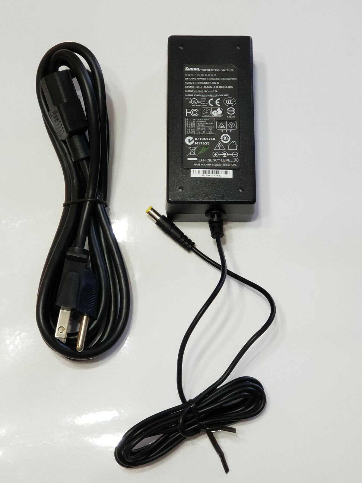 NEW SUNNY POWER ADAPTER SYS1546-3612-T3 12VDC 3A Power Supply 5.5*2.1mm